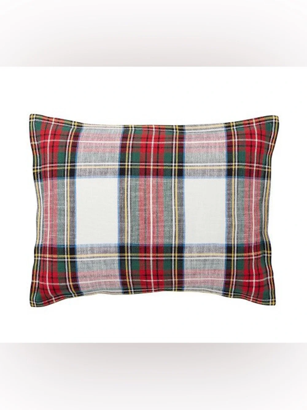 Pottery Barn Stewart Plaid Red, Green & Cream White Cotton Standard Pillow Sham